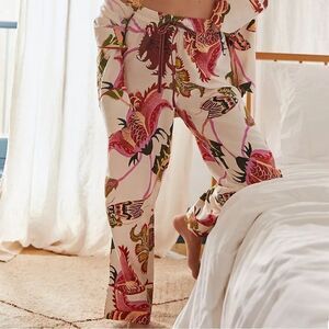 Anthropologie XXS Raphael Balme Flannel Sleep Pants Pink Combo Floral
